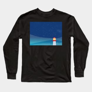 Lighthouse bathe amongst the stars in the night Long Sleeve T-Shirt